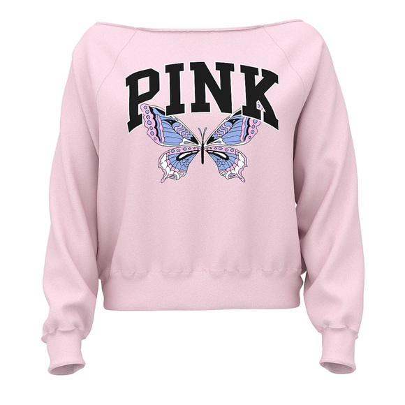Victoria's Secret PINK Ivy fleece off-the-shoulder sweatshirt - Picture 1 of 4